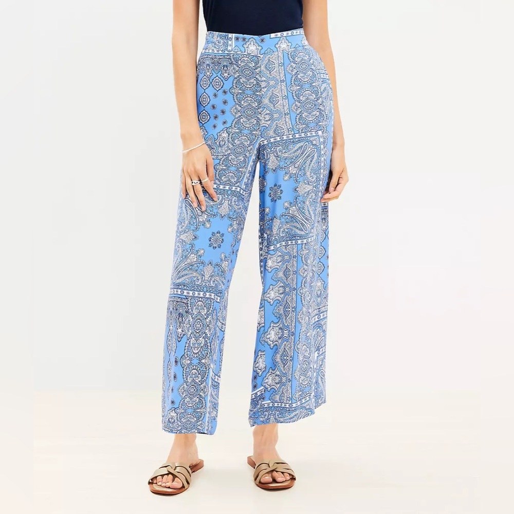 LOFT Blue Wide Leg Paisley Pants